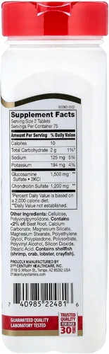 Vista 3 de 21St Century Glucosamina y Condroitina Triple Fuerza - 150 Tabletas