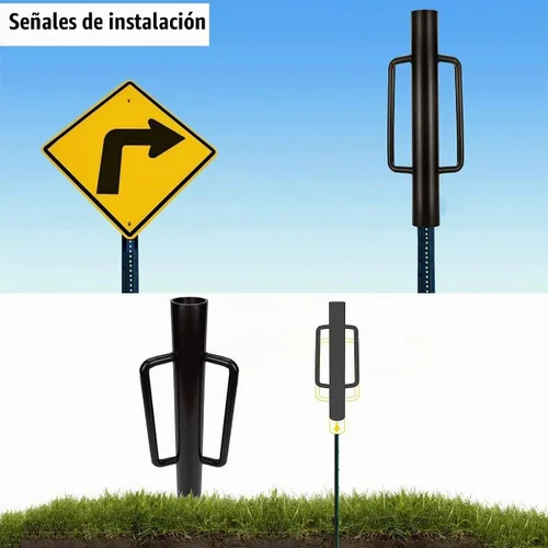 Vista 6 de Controlador de poste de valla de 34 libras con asas, resistente poste de libra, martillo de estaca de valla, excavador de agujeros de poste de valla
