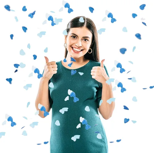 Vista 5 de Pistola de felicitación con globos de confeti para revelación de género, para él o ella (juego de 10) suministros de fiesta para bebé niño o niña