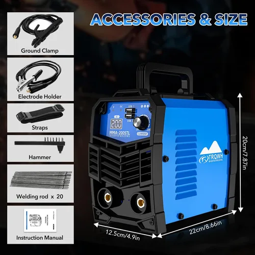 Vista 2 de TRQWH Mini máquina de soldadura – 200 A 110 V Máquina de soldadura portátil con 20 varillas pequeña máquina soldadora con inversor IGBT arranque