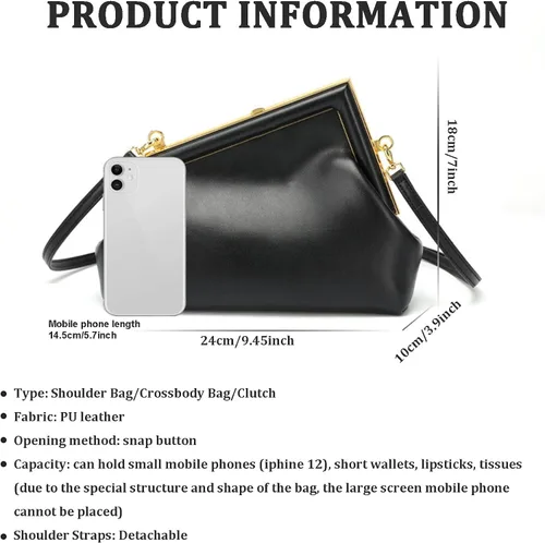 Vista 6 de Women Clutch Purse Crossbody Bags,PU Leather Shoulder Bag with Metal Clasp Closure Cross Body Handbags Trendy Bags