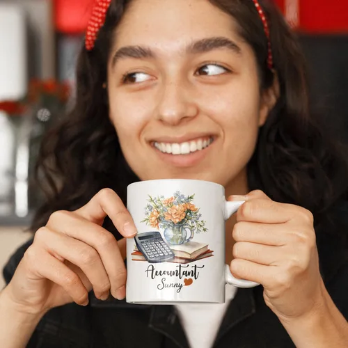 Vista 2 de Taza de café personalizada de contador, taza de contabilidad personalizada regalo para compañeros de trabajo, amigos, familia, taza de cerámica