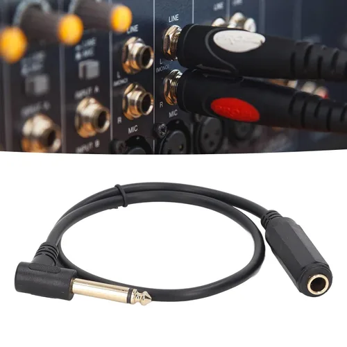 Vista 4 de Fydun Cable de sonido 1.6 ft mono ángulo recto 0.250 in macho a hembra Cable de extensión estéreo de alto rendimiento reemplazo para micrófono