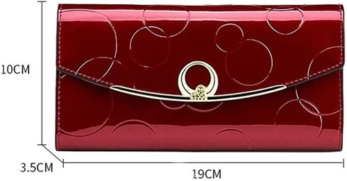Vista 4 de Cartera larga para mujer, de lujo, piel auténtica, RFID, multifuncional, a la moda, simple monedero, tarjetero, Azul, Clásico