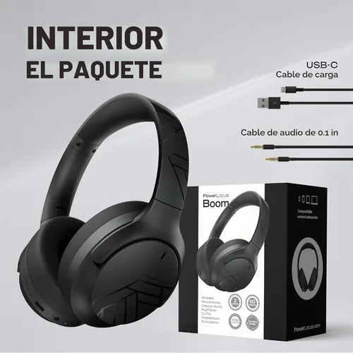 Vista 9 de PowerLocus Auriculares Bluetooth Sobre la Oreja, 60H Tiempo de Reproducción, 4 Modos EQ Auriculares Inalámbricos con Micrófono, Auriculares