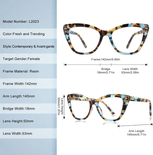 Vista 5 de 3 Pack Oversized Reading Glasses for Women with Spring Hinge Blue Light Blocking Readers, Comfortable to Wear, Stylish Butterfly ＆ Square Frame