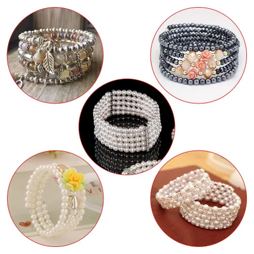 Vista 7 de Huwujiu Pulsera de alambre de 400 lazos para joyería con cuentas de memoria de alambre de acero con memoria para creación de arte, pulsera, collar