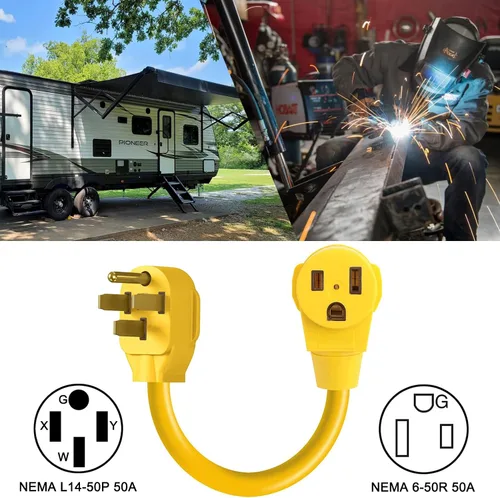 Vista 9 de Cable adaptador de soldador, NEMA 14-50P macho a 6-50R hembra, enchufe RV 50 Amp 4 clavijas a 3 clavijas adaptador de enchufe soldador, adaptador