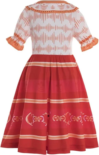 Vista 2 de Disfraz de princesa para niñas pequeñas, disfraz de Elsa (5 años, naranja), Naranja