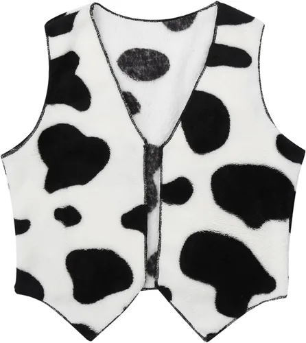 Vista 3 de FEESHOW Chaleco de vaquero occidental de Halloween para niños, disfraz de cosplay con estampado de vaca