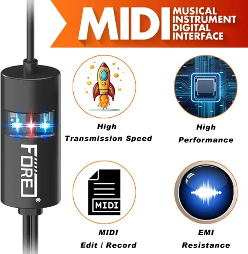 Vista 7 de FORE MIDI USB Interfaz Tipo-C Trabaja con teclado MIDI/MIDI Deivce
