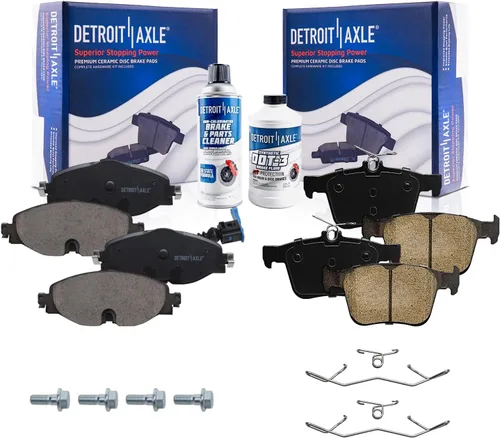 Vista 109 de Detroit Axle - Pastillas de freno para Ford F-150 99-03, 02 Lincoln Blackwood, Pastillas de freno de cerámica delanteras y traseras con repuesto