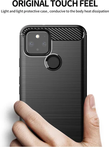 Vista 3 de Asuwish Funda compatible con Google Pixel 5 y protector de pantalla de vidrio templado, accesorios de celda, fundas protectoras de silicona TPU