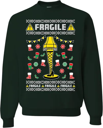 Vista 32 de wild custom apparel Suéter feo de Navidad a la moda más reciente de la colección 3 sudadera de cuello redondo Negro