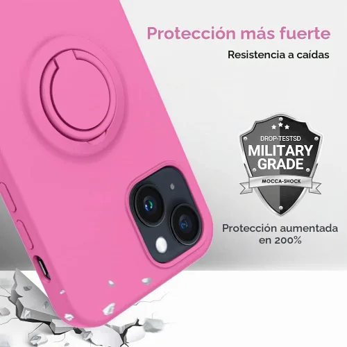 Vista 7 de MOCCA Compatible con funda para iPhone 14 Plus con soporte de anillo Forro de microfibra súper suave Funda protectora de silicona líquida