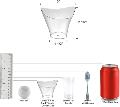 Vista 7 de Paquete de 96 mini vasos de postre de plástico triangular, 3.5 onzas con cucharas, vaso de plástico transparente con mini cuchara para postre