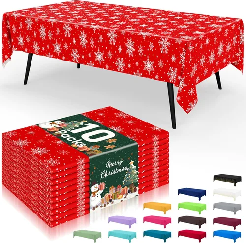 Vista 104 de Smiry - Juego de 6 manteles desechables, 54 x 78 pulgadas, manteles impermeables rectangulares para fiestas, cubierta de mesa de plástico