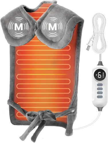 Vista 4 de DAILYLIFE Almohadilla térmica con masajeador para cuello y hombros, almohadillas térmicas eléctricas portátiles para aliviar el dolor de espalda