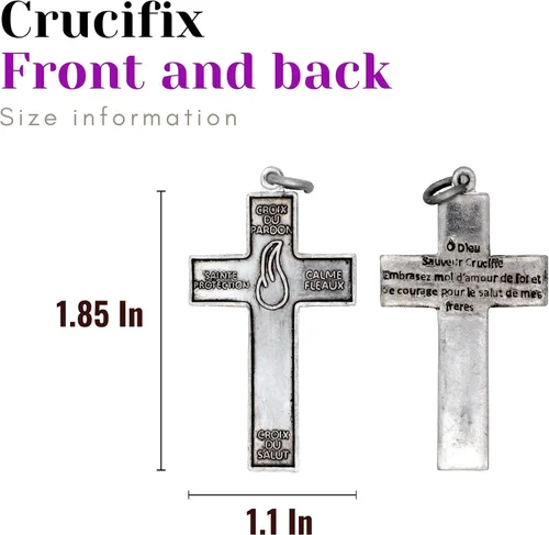 Vista 4 de Tierra Espirituosa Escapulario Púrpura Católica Marie Julie Jahenny de Bendición y Protección Cruz del Perdón y Medalla de Nuestra Madre de Buena