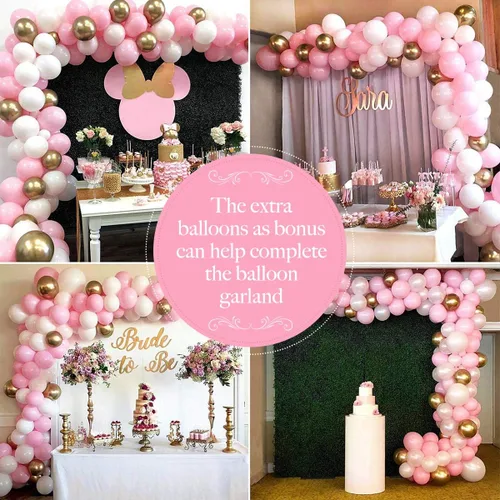 Vista 7 de HOMIX Manteles de plástico rosa y dorado para mesas rectangulares, paquete de 6 manteles desechables de fiesta, fundas de mesa de confeti de punto