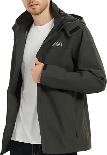Vista 7 de Chaqueta impermeable ligera para hombre con capucha, para el aire libre, senderismo, viajes