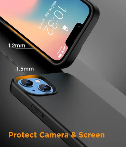 Vista 4 de Funda para iPhone 13 con protector de pantalla, antiarañazos, funda de silicona líquida para iPhone 13, funda protectora a prueba de golpes, funda