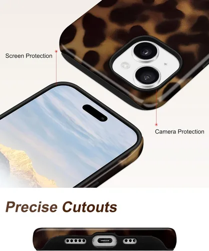 Vista 5 de Jusy Funda compatible con MagSafe con estampado de caparazón de tortuga marrón para iPhone 7/8/SE, cubierta protectora de TPU suave magnética