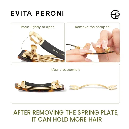Vista 6 de EVITA PERONI Pasadores de pelo francés para mujer, pinzas antideslizantes de tamaño medio para cabello grueso y fino, clip de acetato extraíble