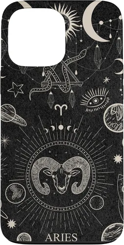 Vista 24 de Carcasa para iPhone 17 con signo del zodiaco astrológico y estético celestial de Aries