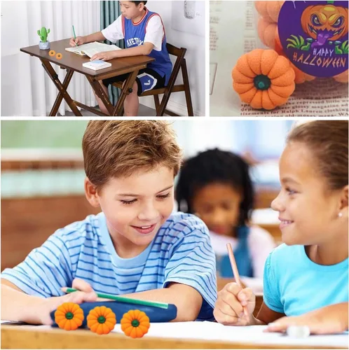 Vista 7 de 18 borradores de calabaza de Halloween a granel, mini borradores de otoño 3D, divertidos borradores de bolsas de regalo, regalo gratificante