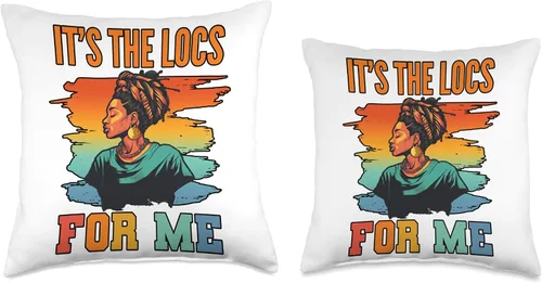 Vista 3 de Locs Afro Dreadlocks Love Natural Beauty Hair It's the Locs for Me Afro Hair Black American African Girl Throw Pillow, 16x16, Multicolor