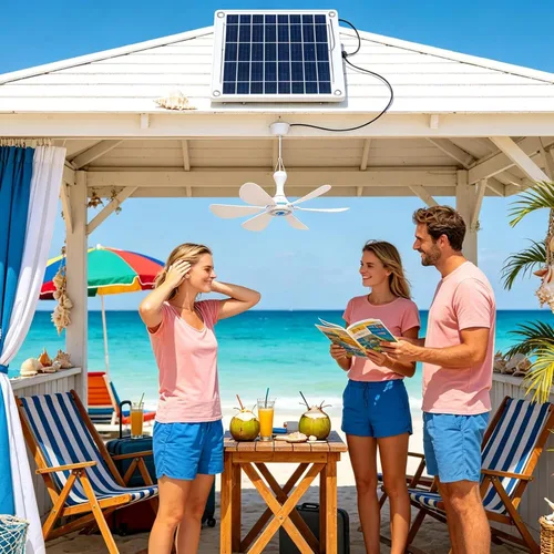 Vista 4 de Solar Ceiling Fan - 10W Monocrystalline Solar Panel With USB Power