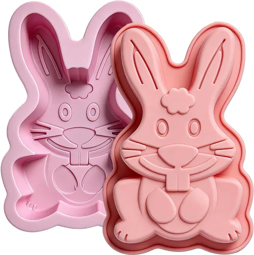 Vista 8 de Moldes de conejo de Pascua, paquete de 2 moldes de silicona para pasteles de conejo, moldes de silicona lindos para pastel, molde de gomitas