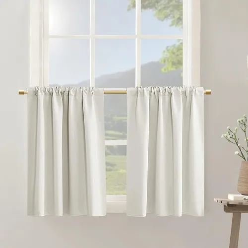 Vista 13 de PANELSBURG - Cortinas de cocina para ventanas, cortinas cortas térmicas aisladas de invierno para puerta con ventana, 24 pulgadas de largo, beige