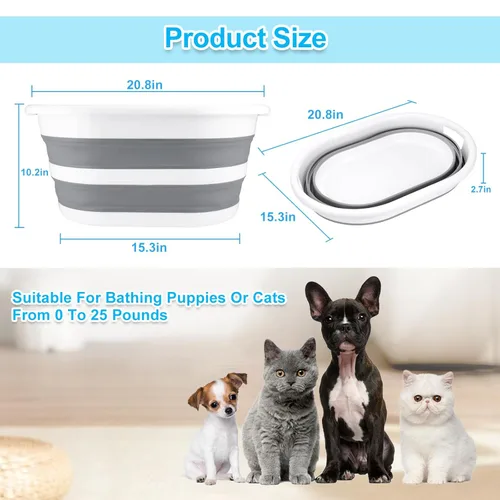 Vista 4 de ddLUCK Bañera plegable multifuncional para mascotas, bañera portátil para interiores y exteriores, bañera de lavado plegable para mascotas pequeñas