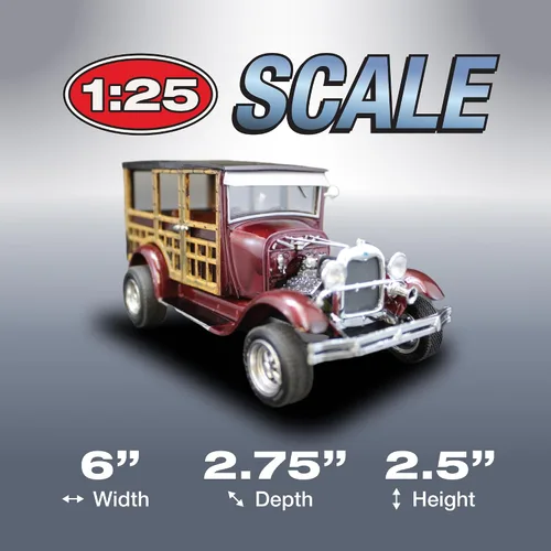 Vista 4 de Round 2 AMT 1929 Ford Woody Pickup - Kit de modelo a escala 1:25, transparente y blanco