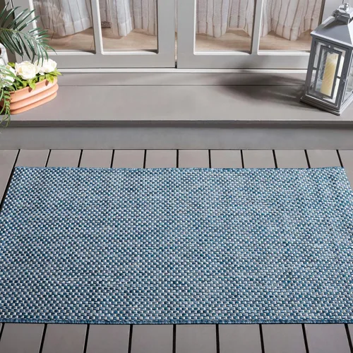 Vista 72 de SAFAVIEH Alfombra Lavable para Exteriores Colección Courtyard - 2'3" x 5', Azul Aqua y Gris, No Desprende Pelusa y Fácil Limpieza, Ideal para Patio