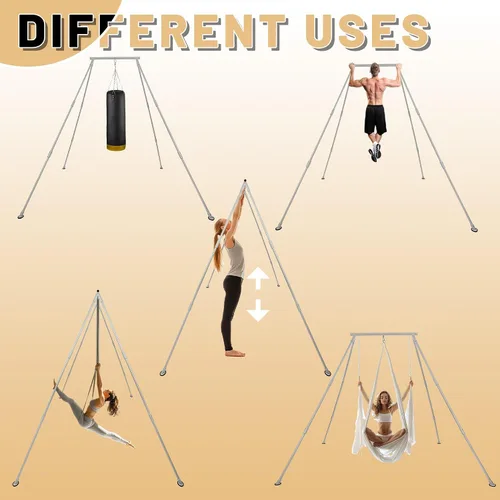 Vista 6 de HECASA 8.1 FT Aerial Yoga Stand 550lbs Max Capacity for Indoor and Outdoor Fitness Bodybuilding Height Adjustable for Yoga Frame