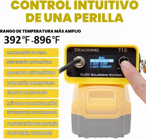 Vista 4 de Estación de soldador inalámbrico para batería Dewalt 20V Max, temperatura ajustable, suspensión automática y protección de bajo voltaje, conversión