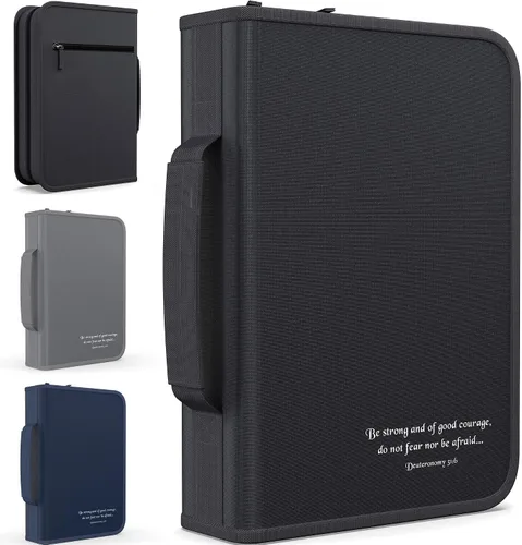 Vista 48 de DEHITE Funda para la Biblia para mujer, bolsas de transporte de la Biblia, tamaños medianos y grandes, ranuras para bolígrafos, tela de primera