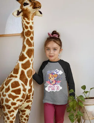 Vista 3 de Paw Patrol Skye - Camiseta de béisbol de manga 34 para niñas