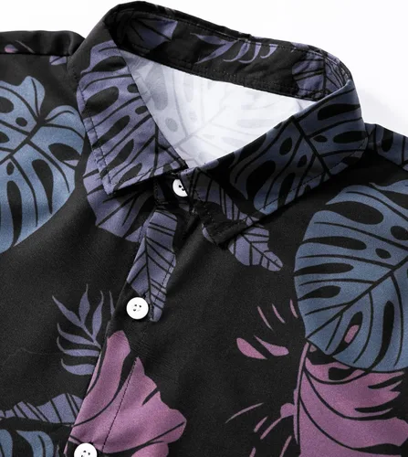 Vista 3 de Verdusa Camisa de manga corta con estampado de leopardo y cebra para hombre