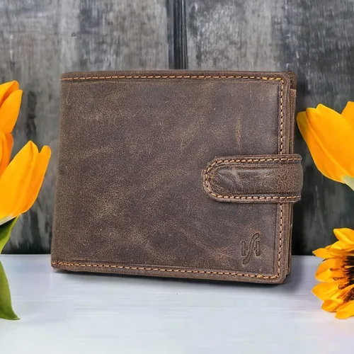 Vista 6 de StarHIDE - Cartera de piel con bloqueo RFID para hombre, con ventana de identificación y monedero, color marrón