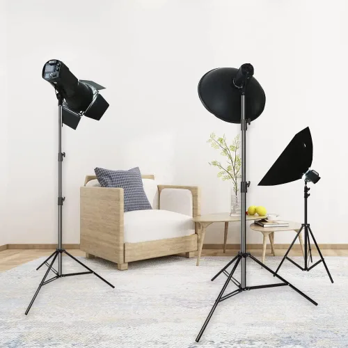 Vista 6 de Soportes de luz de trípode de aleación de aluminio para fotografía, soportes de trípode para softboxes, paraguas, reflectores, luces, paquete de 2