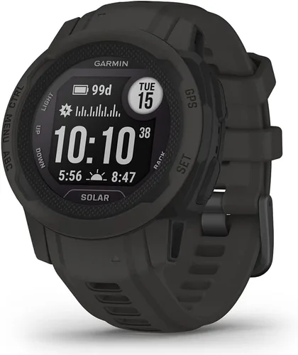 Vista 3 de Garmin Instinct 2S Solar (grafito) - Paquete de reloj inteligente con GPS resistente, reloj para exteriores con múltiples GNSS, brújula, frecuencia