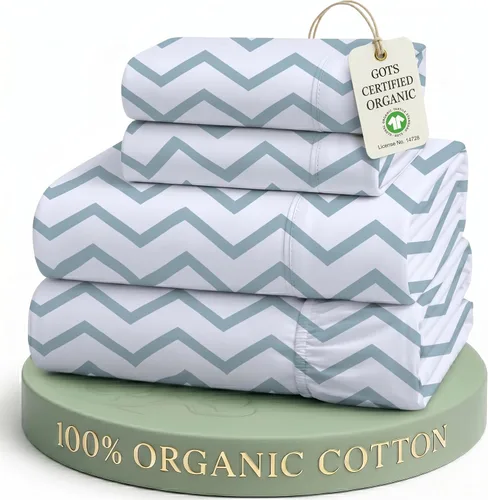 Vista 47 de LANE LINEN - Juego de 2 sábanas de fibras largas 100 % algodón orgánico, percal de fibras largas, ultrasuave y transpirable, para colchones de hasta