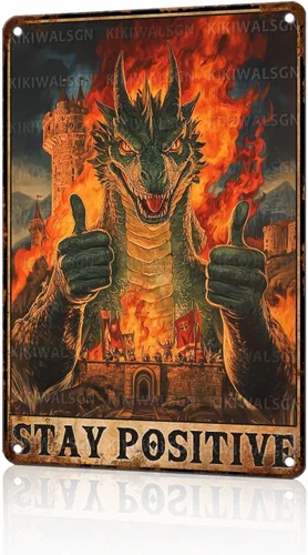 Vista 19 de Letreros metálicos para decoración de pared con diseño de dragón, con texto en inglés "Do Not Meddle in the Affairs of Dragons", divertido póster