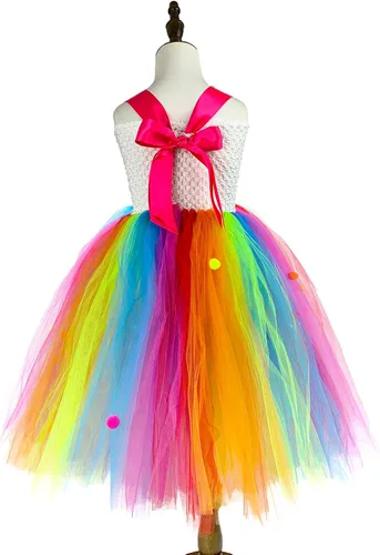 Vista 5 de DosTutu Vestido de caramelo arcoíris para niñas con diadema, cumpleaños, carnaval, fiesta, talla 1-12 años