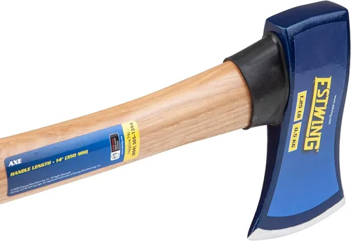 Vista 3 de Estwing Hacha, cabeza forjada de 1.25 libras con mango de madera de nogal de 14 pulgadas, endurecido hasta 50-55 HRC, adecuado para cortar, cortar
