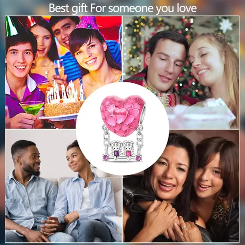 Vista 180 de KUNSIR Los abalorios se adaptan a pulseras Pandora para mujer, plata de ley 925, cuentas colgantes de joyería para niñas, dijes de feliz cumpleaños